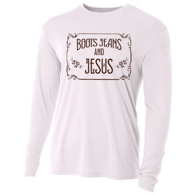 Cute Boots Jeans And Jesus Cow Cow Country Western Cooling Performance Long Sleeve Crew