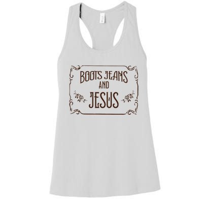 Cute Boots Jeans And Jesus Cow Cow Country Western Women's Racerback Tank