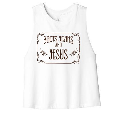 Cute Boots Jeans And Jesus Cow Cow Country Western Women's Racerback Cropped Tank