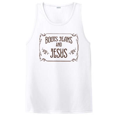 Cute Boots Jeans And Jesus Cow Cow Country Western PosiCharge Competitor Tank