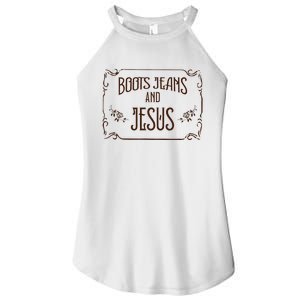 Cute Boots Jeans And Jesus Cow Cow Country Western Women's Perfect Tri Rocker Tank