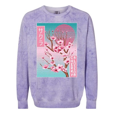 Cherry Blossom Japanese Sakura Vaporwave Aesthetic Colorblast Crewneck Sweatshirt