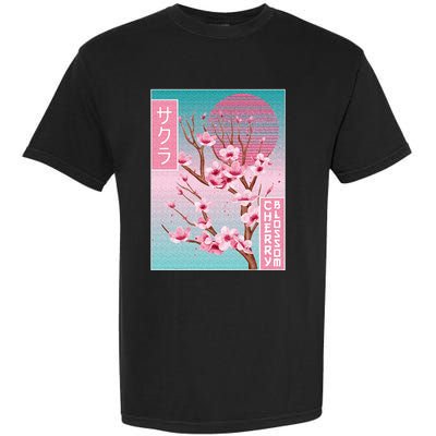 Cherry Blossom Japanese Sakura Vaporwave Aesthetic Garment-Dyed Heavyweight T-Shirt