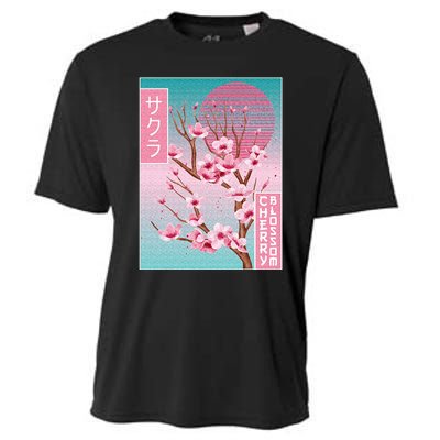 Cherry Blossom Japanese Sakura Vaporwave Aesthetic Cooling Performance Crew T-Shirt