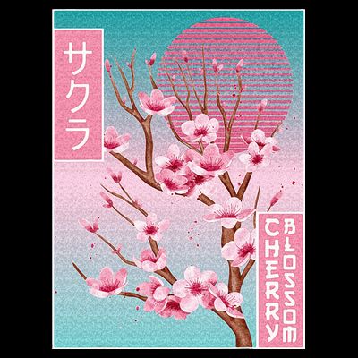 Cherry Blossom Japanese Sakura Vaporwave Aesthetic T-Shirt