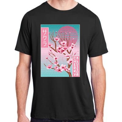 Cherry Blossom Japanese Sakura Vaporwave Aesthetic Adult ChromaSoft Performance T-Shirt