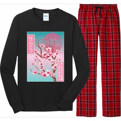 Cherry Blossom Japanese Sakura Vaporwave Aesthetic Long Sleeve Pajama Set