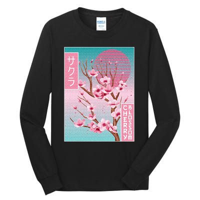 Cherry Blossom Japanese Sakura Vaporwave Aesthetic Tall Long Sleeve T-Shirt