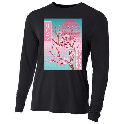 Cherry Blossom Japanese Sakura Vaporwave Aesthetic Cooling Performance Long Sleeve Crew