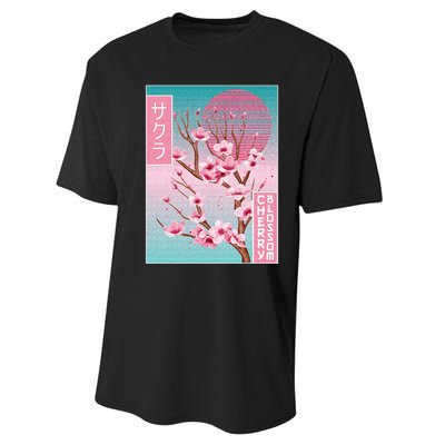 Cherry Blossom Japanese Sakura Vaporwave Aesthetic Performance Sprint T-Shirt