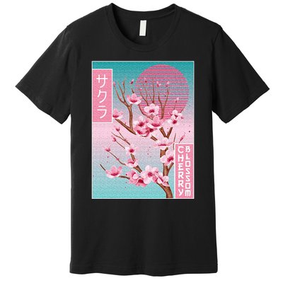 Cherry Blossom Japanese Sakura Vaporwave Aesthetic Premium T-Shirt