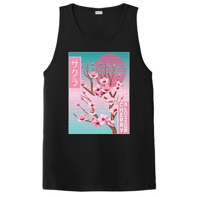 Cherry Blossom Japanese Sakura Vaporwave Aesthetic PosiCharge Competitor Tank