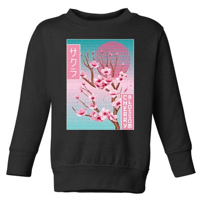 Cherry Blossom Japanese Sakura Vaporwave Aesthetic Toddler Sweatshirt