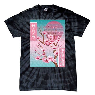 Cherry Blossom Japanese Sakura Vaporwave Aesthetic Tie-Dye T-Shirt