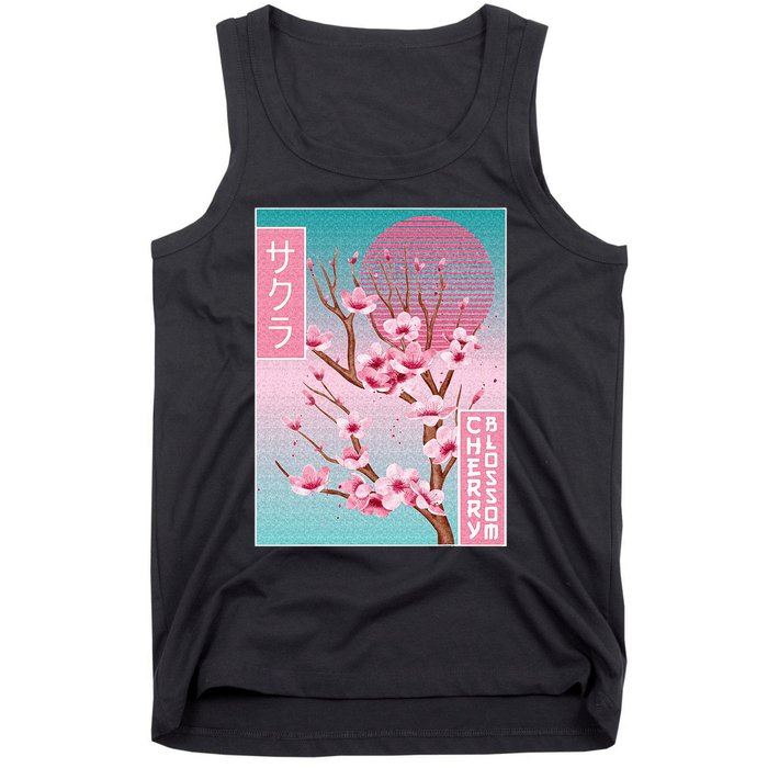 Cherry Blossom Japanese Sakura Vaporwave Aesthetic Tank Top