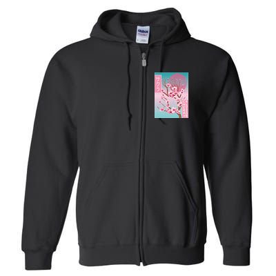 Cherry Blossom Japanese Sakura Vaporwave Aesthetic Full Zip Hoodie