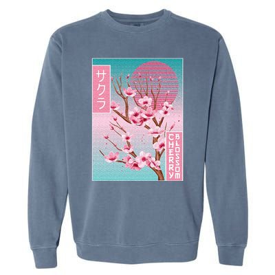 Cherry Blossom Japanese Sakura Vaporwave Aesthetic Garment-Dyed Sweatshirt