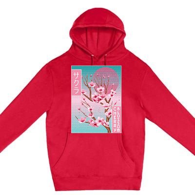 Cherry Blossom Japanese Sakura Vaporwave Aesthetic Premium Pullover Hoodie