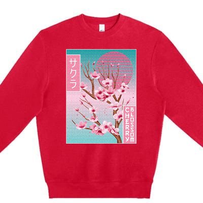 Cherry Blossom Japanese Sakura Vaporwave Aesthetic Premium Crewneck Sweatshirt