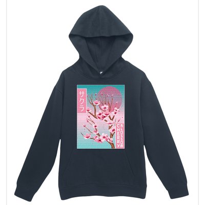 Cherry Blossom Japanese Sakura Vaporwave Aesthetic Urban Pullover Hoodie