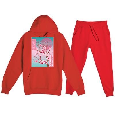 Cherry Blossom Japanese Sakura Vaporwave Aesthetic Premium Hooded Sweatsuit Set