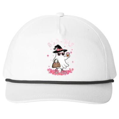 Cute Boo Jee Ghost Halloween Leopard Ghost Coffee Women Snapback Five-Panel Rope Hat