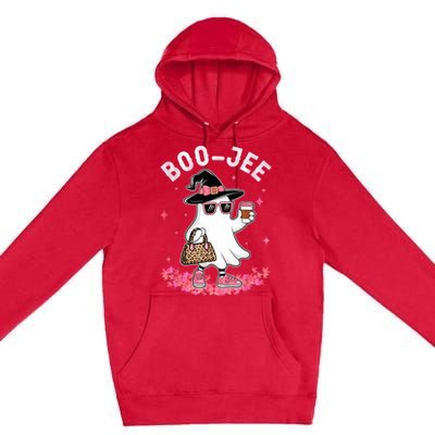 Cute Boo Jee Ghost Halloween Leopard Ghost Coffee Women Premium Pullover Hoodie