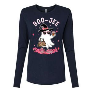 Cute Boo Jee Ghost Halloween Leopard Ghost Coffee Women Womens Cotton Relaxed Long Sleeve T-Shirt