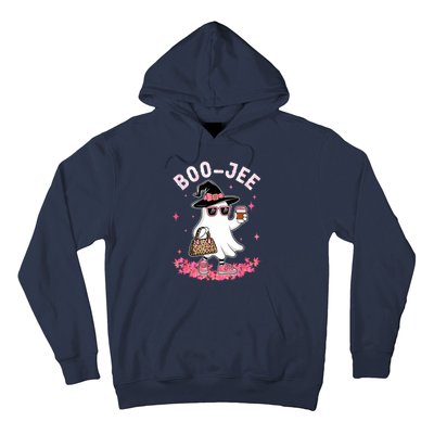 Cute Boo Jee Ghost Halloween Leopard Ghost Coffee Women Hoodie