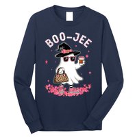 Cute Boo Jee Ghost Halloween Leopard Ghost Coffee Women Long Sleeve Shirt