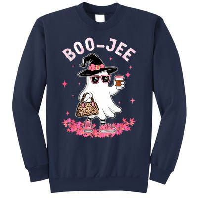 Cute Boo Jee Ghost Halloween Leopard Ghost Coffee Women Sweatshirt