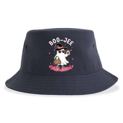 Cute Boo Jee Ghost Halloween Leopard Ghost Coffee Women Sustainable Bucket Hat