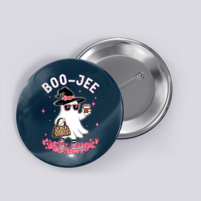 Cute Boo Jee Ghost Halloween Leopard Ghost Coffee Women Button