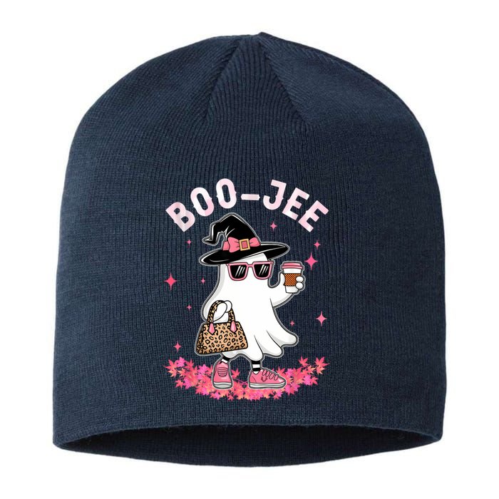 Cute Boo Jee Ghost Halloween Leopard Ghost Coffee Women Sustainable Beanie