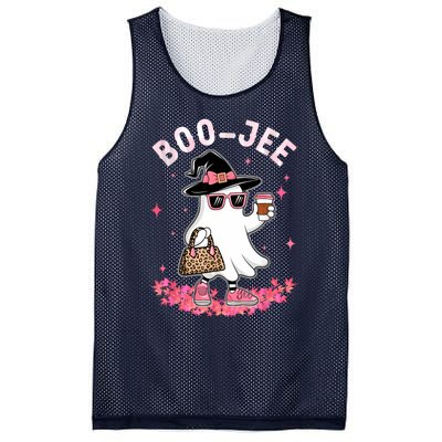 Cute Boo Jee Ghost Halloween Leopard Ghost Coffee Women Mesh Reversible Basketball Jersey Tank