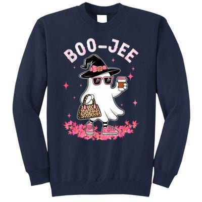 Cute Boo Jee Ghost Halloween Leopard Ghost Coffee Women Tall Sweatshirt