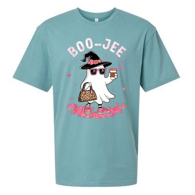 Cute Boo Jee Ghost Halloween Leopard Ghost Coffee Women Sueded Cloud Jersey T-Shirt