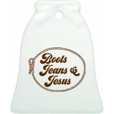 Cute Boots Jeans And Jesus Cowgirl Christian Country Western Ceramic Bell Ornament