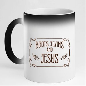 Cute Boots Jeans And Jesus Cowgirl Cowboy Country Western 11oz Black Color Changing Mug