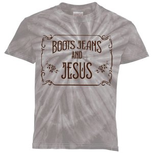 Cute Boots Jeans And Jesus Cowgirl Cowboy Country Western Kids Tie-Dye T-Shirt