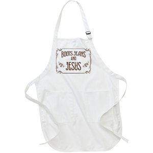 Cute Boots Jeans And Jesus Cowgirl Cowboy Country Western Full-Length Apron With Pockets