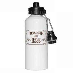 Cute Boots Jeans And Jesus Cowgirl Cowboy Country Western Aluminum Water Bottle