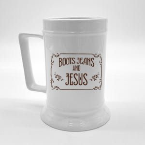 Cute Boots Jeans And Jesus Cowgirl Cowboy Country Western Beer Stein