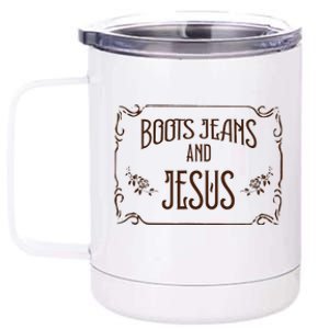 Cute Boots Jeans And Jesus Cowgirl Cowboy Country Western 12 oz Stainless Steel Tumbler Cup