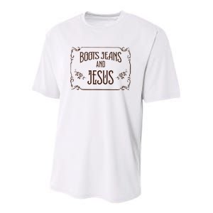 Cute Boots Jeans And Jesus Cowgirl Cowboy Country Western Youth Performance Sprint T-Shirt