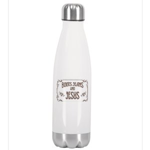 Cute Boots Jeans And Jesus Cowgirl Cowboy Country Western Stainless Steel Insulated Water Bottle