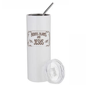 Cute Boots Jeans And Jesus Cowgirl Cowboy Country Western Stainless Steel Tumbler