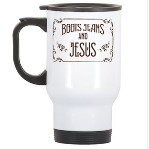 Cute Boots Jeans And Jesus Cowgirl Cowboy Country Western Stainless Steel Travel Mug