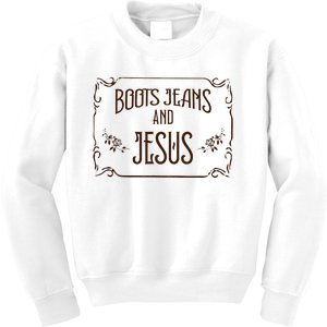 Cute Boots Jeans And Jesus Cowgirl Cowboy Country Western Kids Sweatshirt