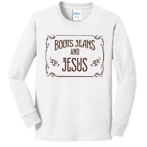 Cute Boots Jeans And Jesus Cowgirl Cowboy Country Western Kids Long Sleeve Shirt